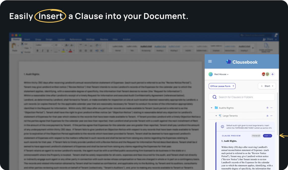Easily insert a clause into your document